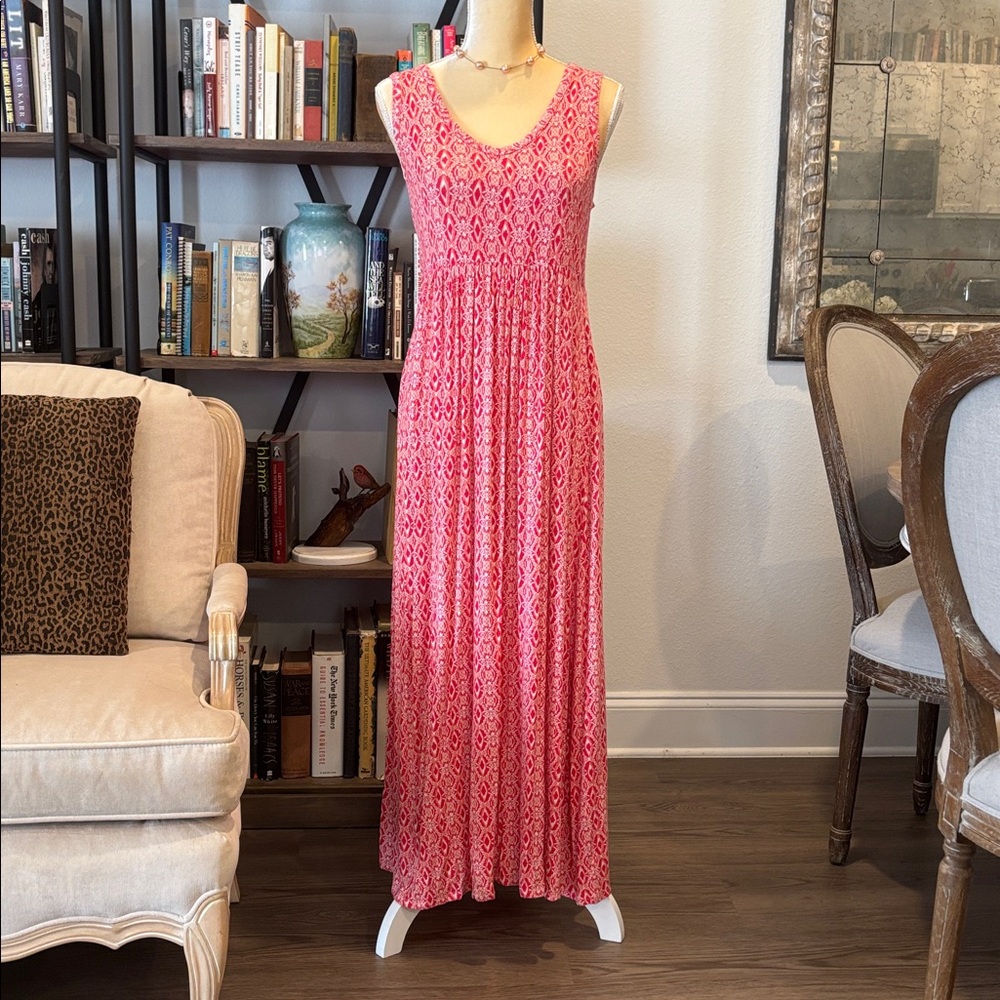 Coral and Pink Patterned Maxi Dress by Loveappella